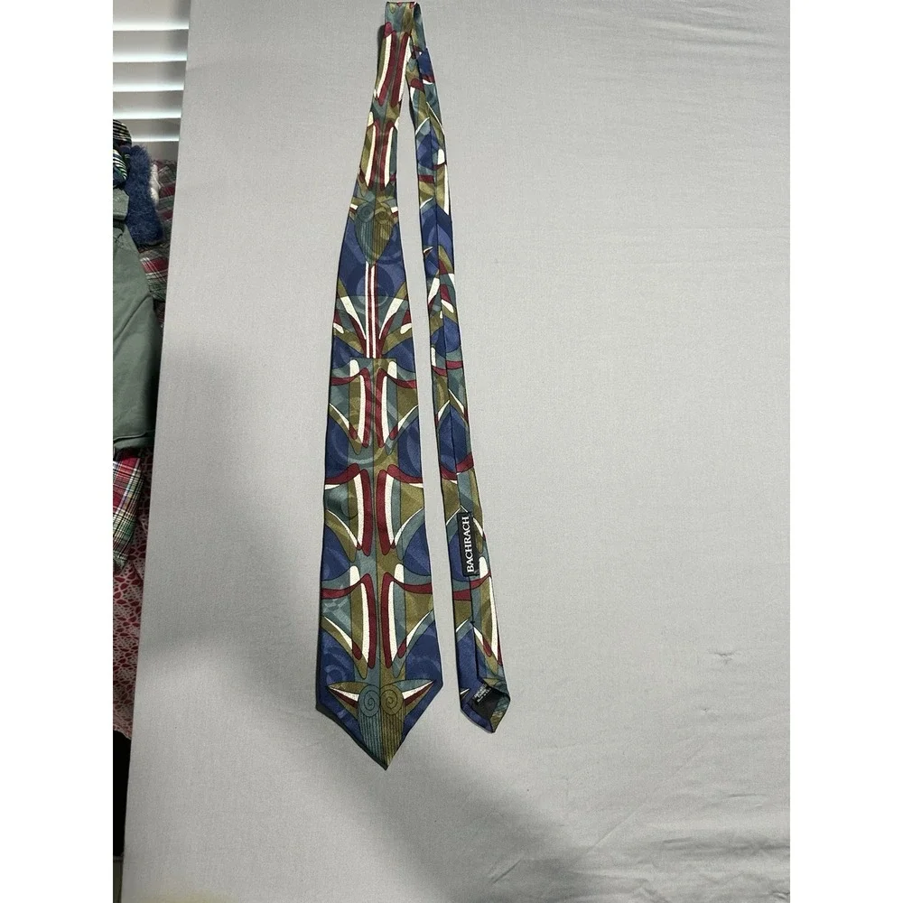 VTG Bachrach Screenplay by Martin Wong Men's Neck Tie‎ Geometric 100% Silk